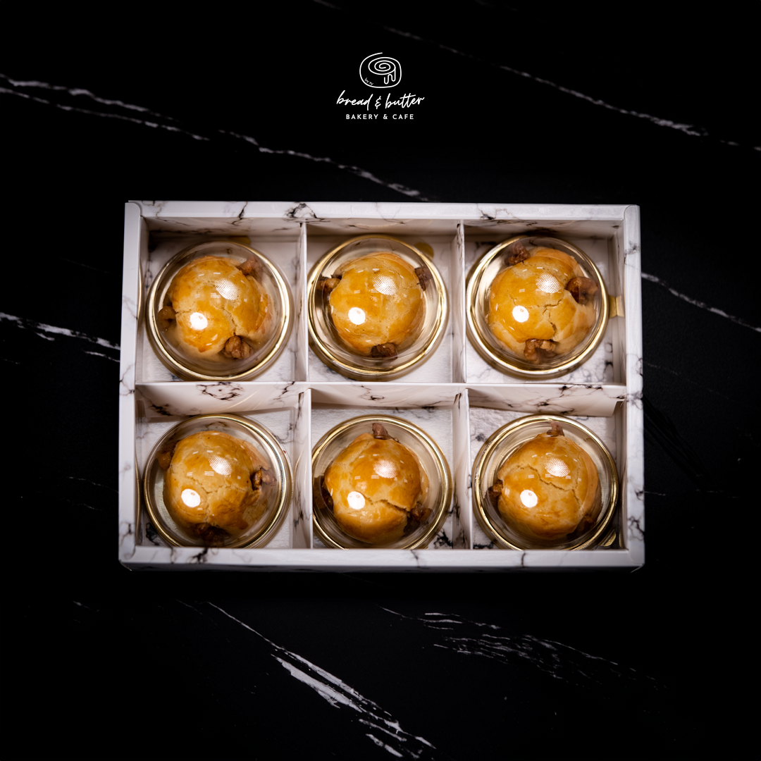 Walnut Moontart with Salted Egg Yolk Mochi