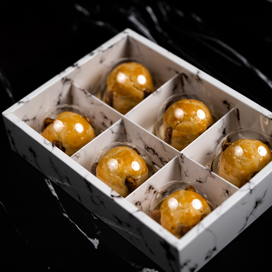 Walnut Moontart with Salted Egg Yolk Mochi